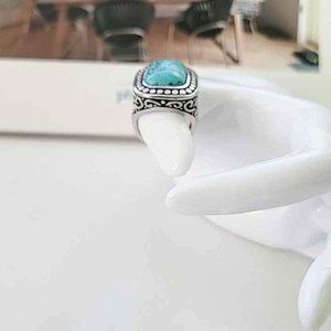 14k White Gold Turquoise Statement Ring